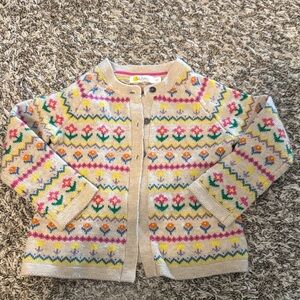 Mini Boden Floral Knit Kids Sweater - Yellow, Pink, Green